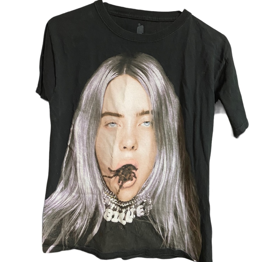 Billie Eilish Concert Tour Pop T-Shirt Full Face Spider Mouth Graphic Women’s XS